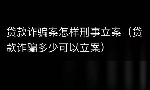 贷款诈骗案怎样刑事立案（贷款诈骗多少可以立案）