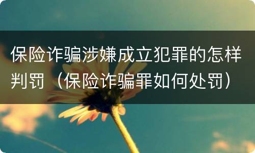 保险诈骗涉嫌成立犯罪的怎样判罚（保险诈骗罪如何处罚）
