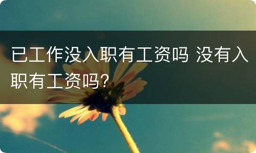 已工作没入职有工资吗 没有入职有工资吗?
