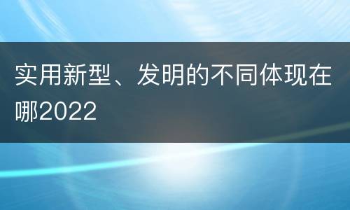 实用新型、发明的不同体现在哪2022