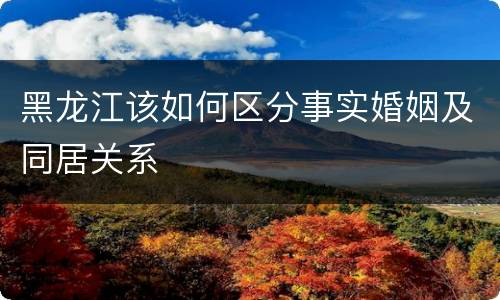 黑龙江该如何区分事实婚姻及同居关系
