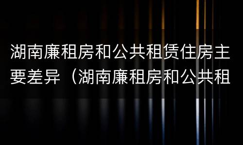 湖南廉租房和公共租赁住房主要差异（湖南廉租房和公共租赁住房主要差异在哪）