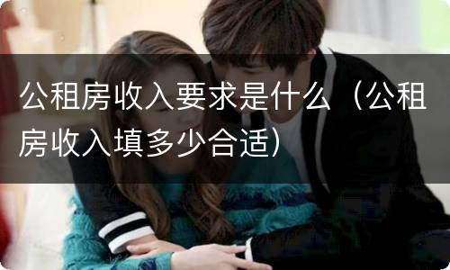 公租房收入要求是什么（公租房收入填多少合适）