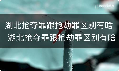 湖北抢夺罪跟抢劫罪区别有啥 湖北抢夺罪跟抢劫罪区别有啥不一样