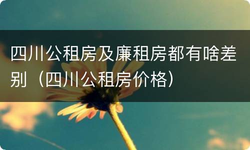四川公租房及廉租房都有啥差别（四川公租房价格）
