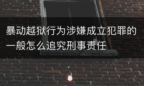 暴动越狱行为涉嫌成立犯罪的一般怎么追究刑事责任