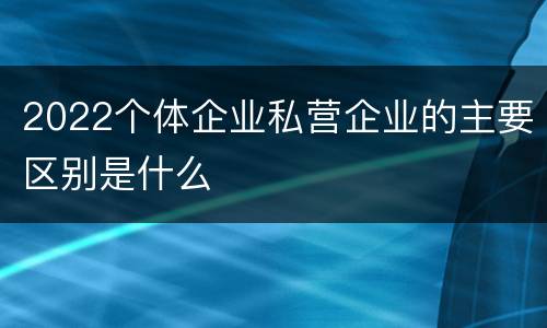 2022个体企业私营企业的主要区别是什么