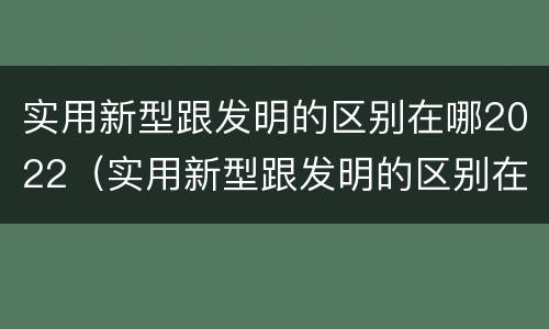 实用新型跟发明的区别在哪2022（实用新型跟发明的区别在哪2022年级）