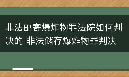非法邮寄爆炸物罪法院如何判决的 非法储存爆炸物罪判决