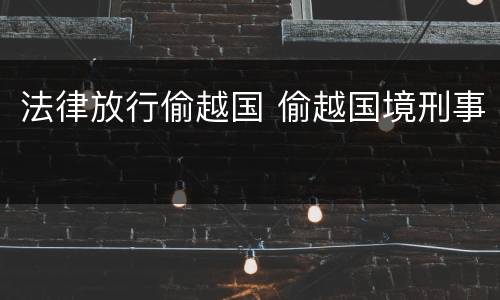 法律放行偷越国 偷越国境刑事
