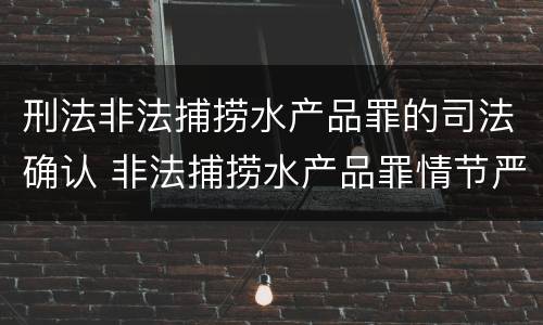 刑法非法捕捞水产品罪的司法确认 非法捕捞水产品罪情节严重的认定