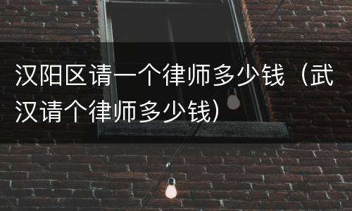 汉阳区请一个律师多少钱（武汉请个律师多少钱）