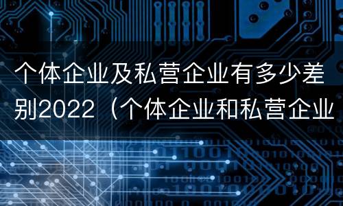 个体企业及私营企业有多少差别2022（个体企业和私营企业的区别）