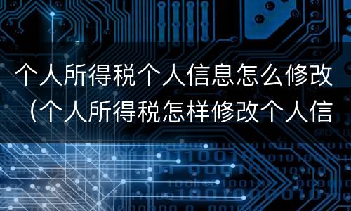 个人所得税个人信息怎么修改（个人所得税怎样修改个人信息）