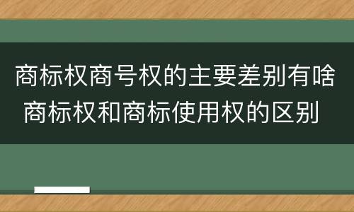 商标权商号权的主要差别有啥 商标权和商标使用权的区别