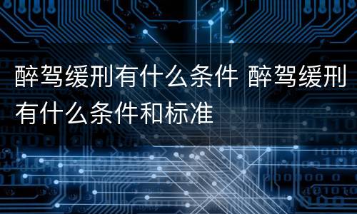 醉驾缓刑有什么条件 醉驾缓刑有什么条件和标准