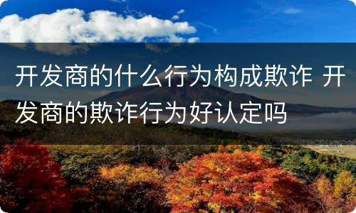 开发商的什么行为构成欺诈 开发商的欺诈行为好认定吗