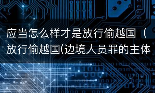 应当怎么样才是放行偷越国（放行偷越国(边境人员罪的主体是）