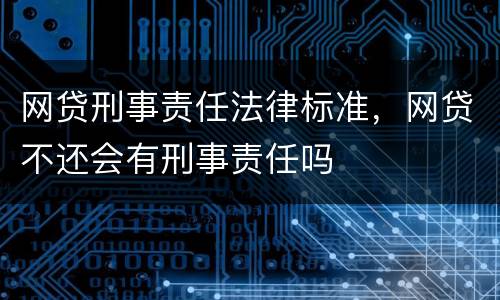网贷刑事责任法律标准，网贷不还会有刑事责任吗