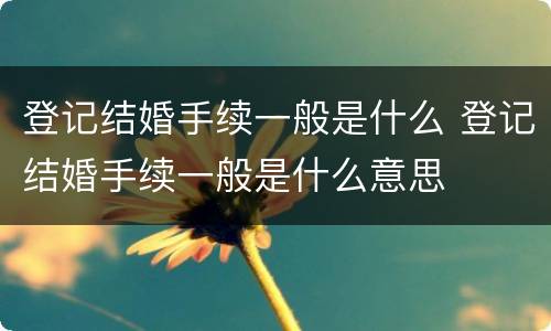 登记结婚手续一般是什么 登记结婚手续一般是什么意思