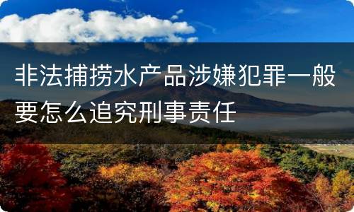 非法捕捞水产品涉嫌犯罪一般要怎么追究刑事责任