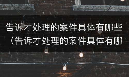 告诉才处理的案件具体有哪些（告诉才处理的案件具体有哪些类型）