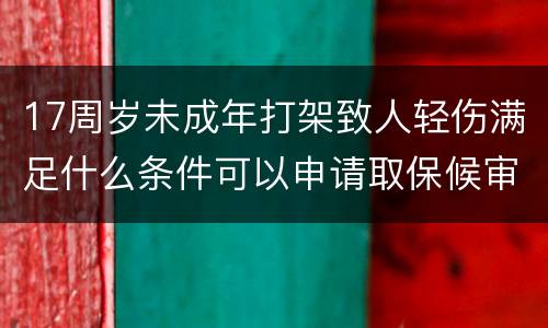 17周岁未成年打架致人轻伤满足什么条件可以申请取保候审的