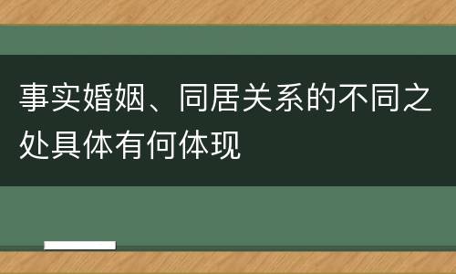 事实婚姻、同居关系的不同之处具体有何体现