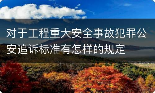 对于工程重大安全事故犯罪公安追诉标准有怎样的规定