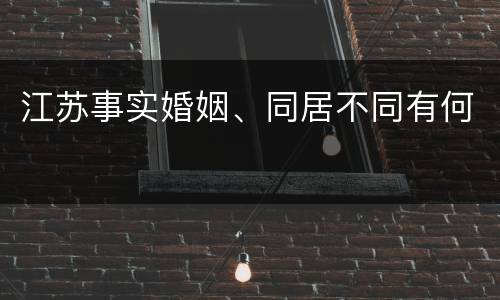 江苏事实婚姻、同居不同有何