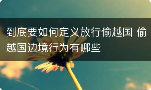 到底要如何定义放行偷越国 偷越国边境行为有哪些