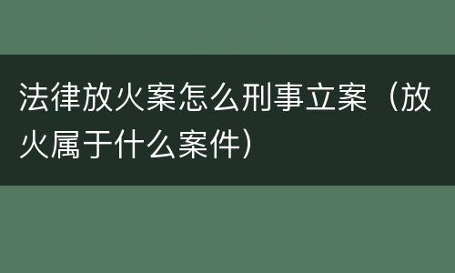 法律放火案怎么刑事立案（放火属于什么案件）