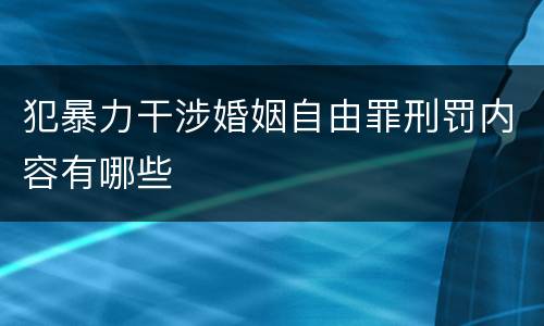 犯暴力干涉婚姻自由罪刑罚内容有哪些