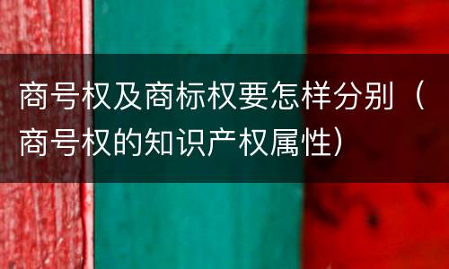 商号权及商标权要怎样分别（商号权的知识产权属性）