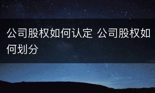 公司股权如何认定 公司股权如何划分