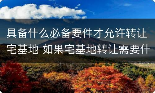 具备什么必备要件才允许转让宅基地 如果宅基地转让需要什么条件