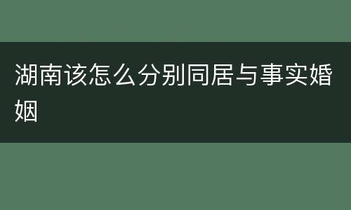 湖南该怎么分别同居与事实婚姻