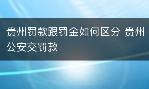 贵州罚款跟罚金如何区分 贵州公安交罚款