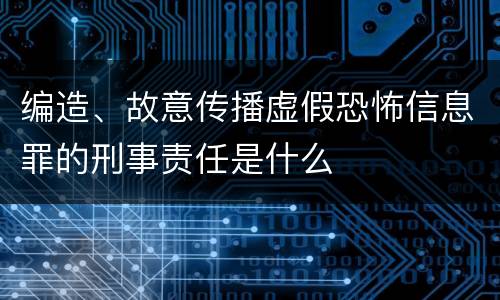 编造、故意传播虚假恐怖信息罪的刑事责任是什么