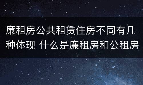 廉租房公共租赁住房不同有几种体现 什么是廉租房和公租房两个有什么特点