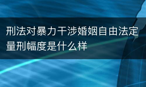 刑法对暴力干涉婚姻自由法定量刑幅度是什么样