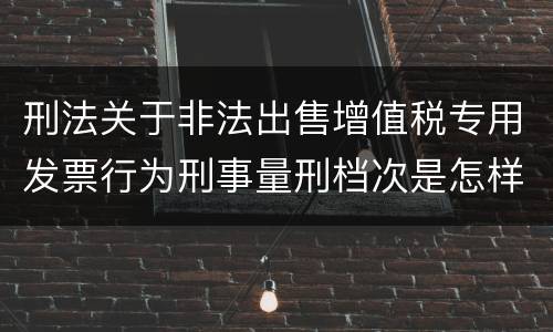 刑法关于非法出售增值税专用发票行为刑事量刑档次是怎样