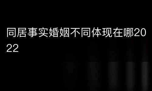 同居事实婚姻不同体现在哪2022