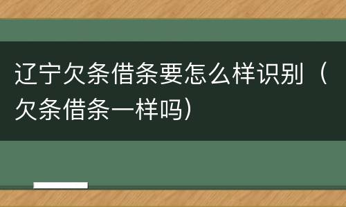 辽宁欠条借条要怎么样识别（欠条借条一样吗）