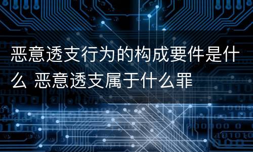 恶意透支行为的构成要件是什么 恶意透支属于什么罪
