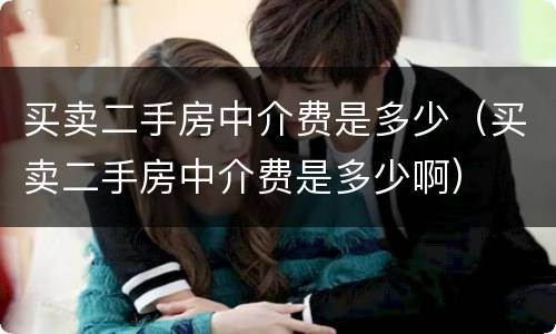买卖二手房中介费是多少（买卖二手房中介费是多少啊）