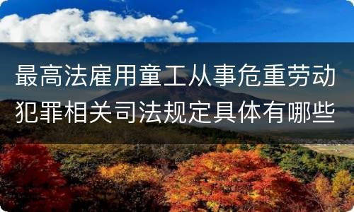 最高法雇用童工从事危重劳动犯罪相关司法规定具体有哪些主要内容