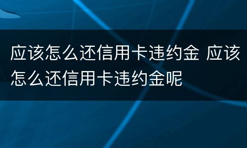 应该怎么还信用卡违约金 应该怎么还信用卡违约金呢