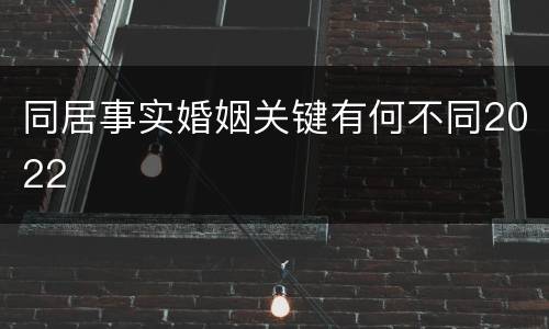 同居事实婚姻关键有何不同2022