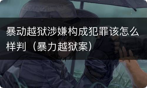 暴动越狱涉嫌构成犯罪该怎么样判（暴力越狱案）